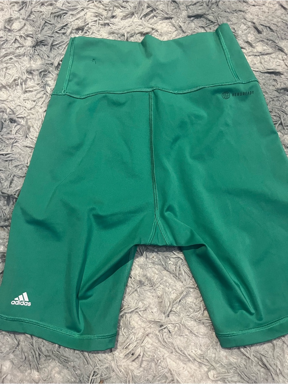 Women’s Adidas High-Waist Green Bike Shorts - Picture 2 of 3